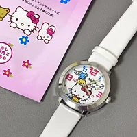 MINISO Disney Hello Kitty Children Watch Sanrio Anime Cartoon Faux Casual Quartz Ladies WristWatch Girls Children Birthday Gift 2