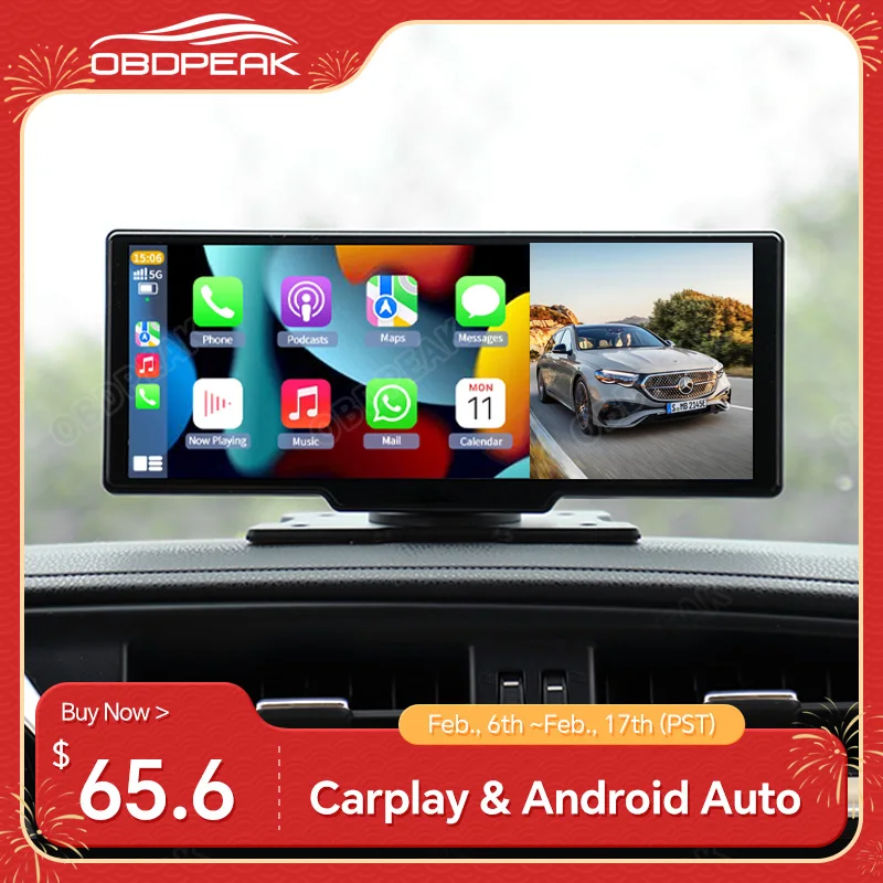 Obdpeak K2 Dashcam Recorder 4K Wifi Wireless Carplay E Android Auto Dashboard Camera Video Dvr Dual Lens Aux Output Mirror Link