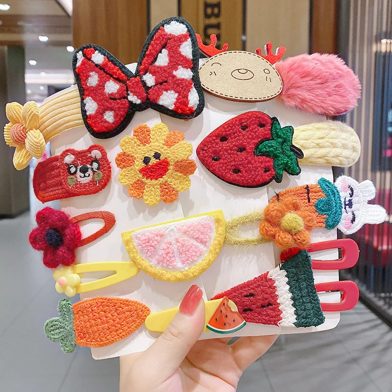 Plush Children's Hair Clips Girls Clip Headwear Korea Cartoon Princess Lovely Baby Hair Accessories Broken Hair Clip children s leather shoes bow knot sweet and lovely girl s princess shoes soft sole baby single shoes 2022 spring kids shoes