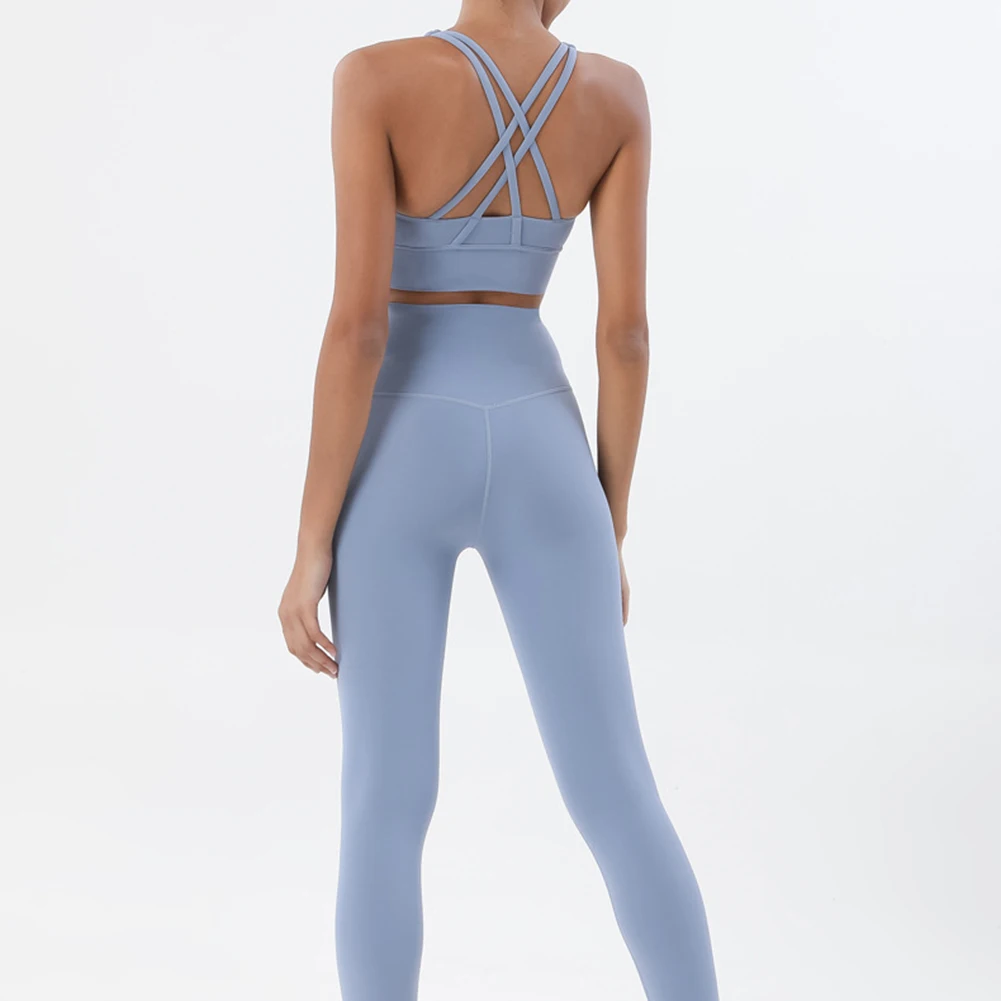 

Fashion Two Crossed Strap Sports Bra For Women Good Elasticity Shockproof Vest Bra For Sport Fitness