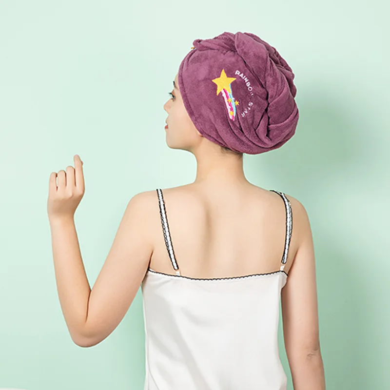 Shower Cap Hair Towel Women Girl's Hair Drying Hat Quick-dry Hair Towel Cap Hat Bath Microfiber Solid Towel Shower Cap Single Turban 1pc