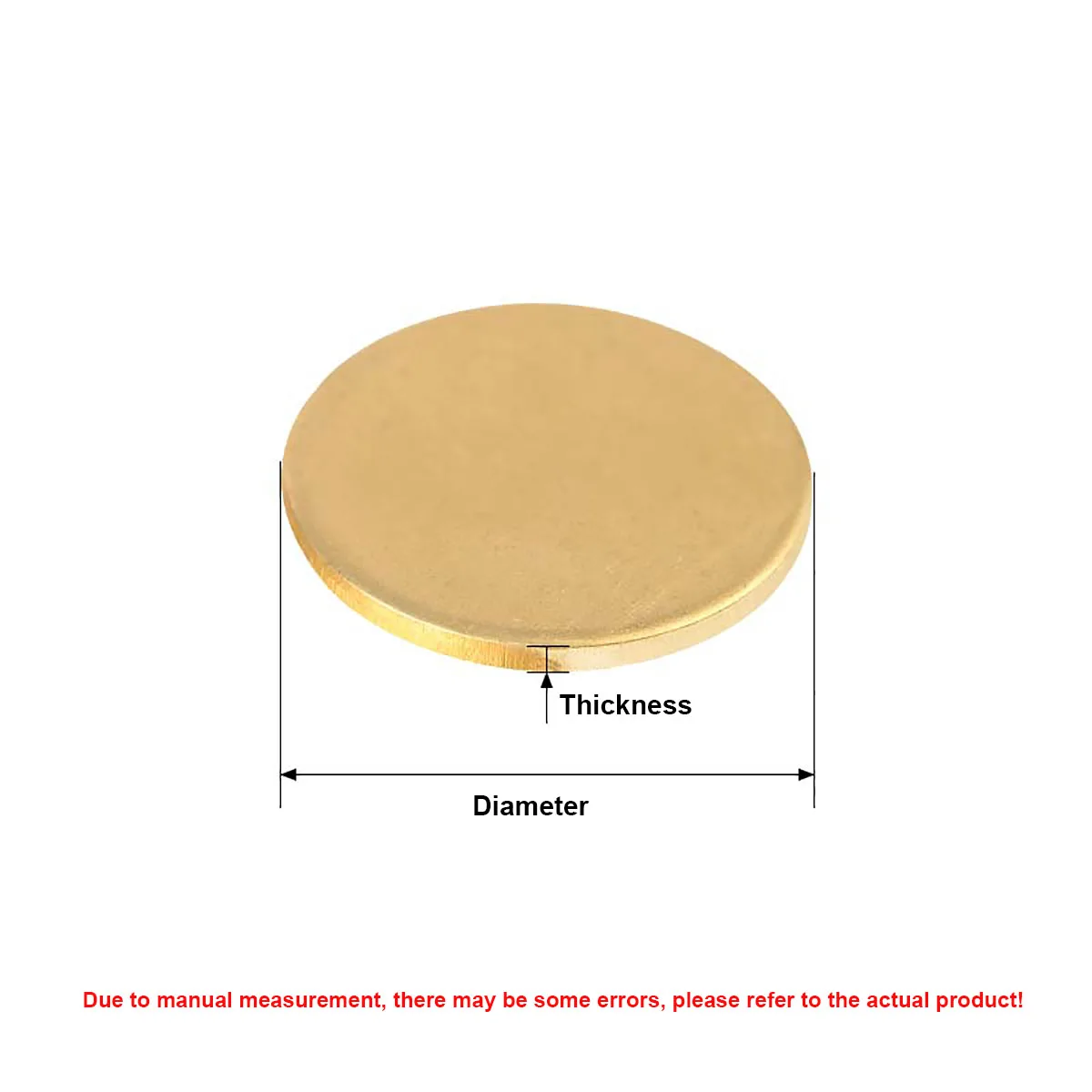 Brass Plate H62 Brass Round Plate Disc DIY Pad Sheet Diameter 10-200mm Thickness 0.5-3mm