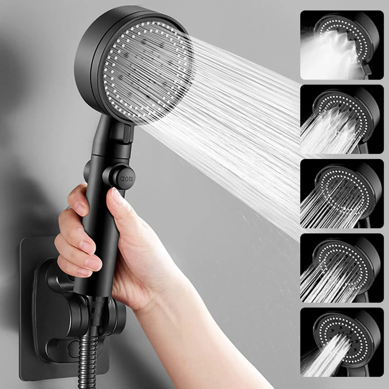 5 Mode Shower Head High Pressure OneKey Stop Water Saving Showerhead,1