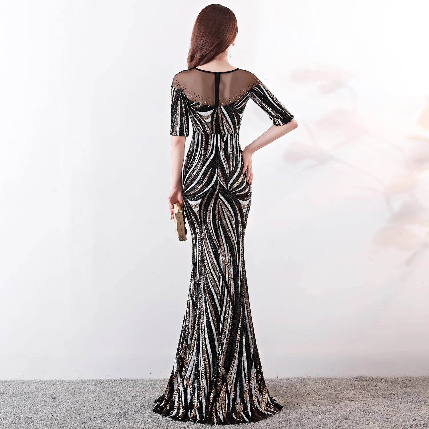 evening gowns for women 2022 Spring Elegant mermaid evening dresses formal prom dresses Half Sleeve evening gown party dresses formal gowns