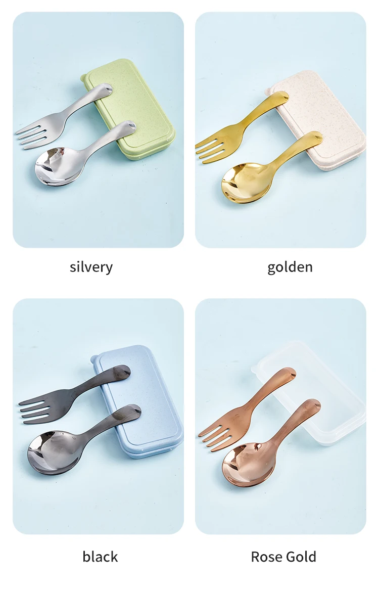 Description Picture 6 of itemMini 2 PCS Portable Spoon Fork Tableware Outdoor Camping Stainless Steel Cutlery Set for Lunch Hiking Camp Cooking Supplies