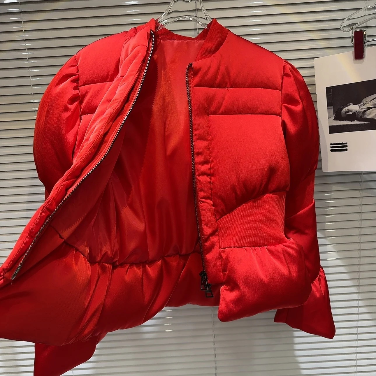 DEAT 2024 Winter New Items Fashion Women's Thread Waist Design Warm Jacket Casual Solid Color Zipper Cotton Padded Coat 11A01161