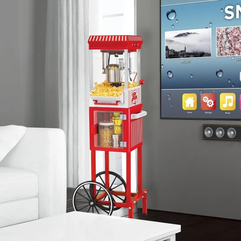 Nostalgia Popcorn Maker Machine-Professional Cart With 2.5 Oz Kettle Makes Up to 10 Cups-Vintage Popcorn Machine Movie