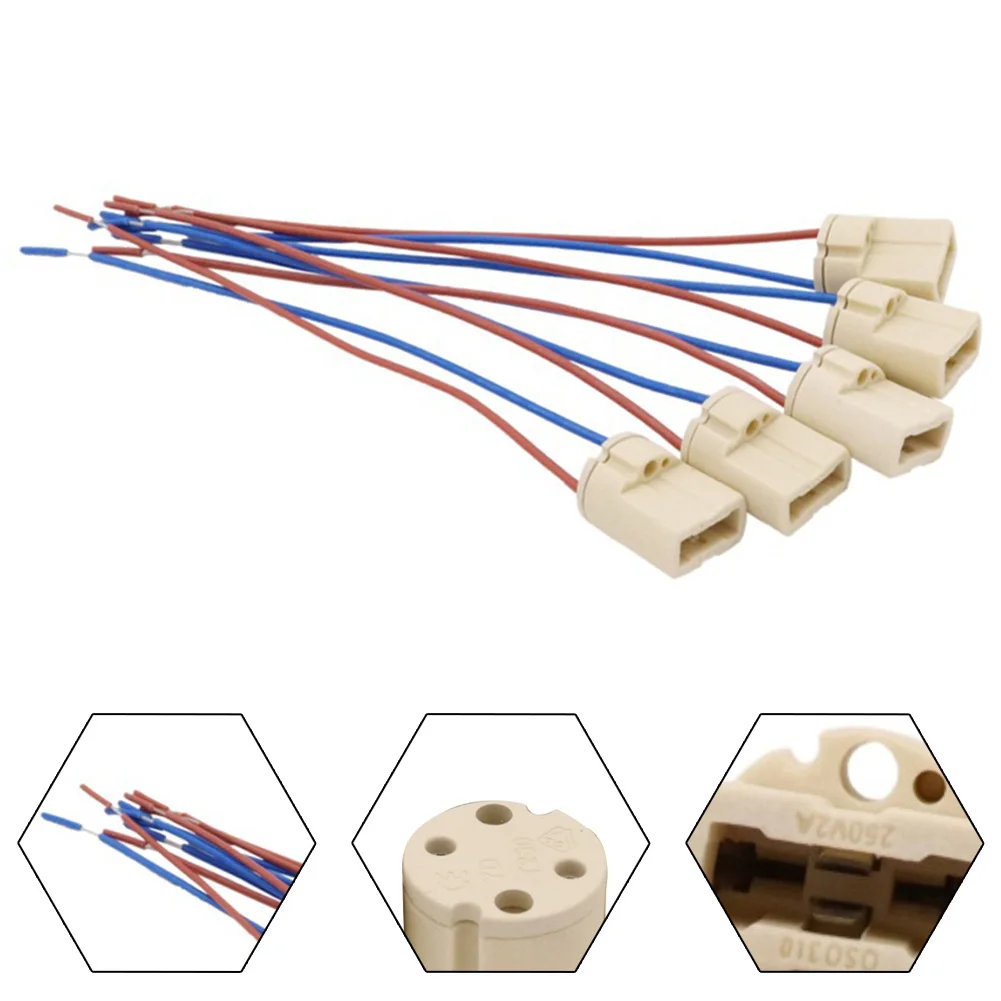 G9 Lamp Holder Socket With Cable For Halogen LED Bulbs Max. 500W 250V 2A Ceramic Light Bases Lighting Accessories 5Pcs
