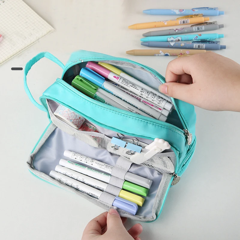 Large Capacity Pencil Bag Aesthetic School Cases Girl Kawaii Stationery Holder Bag Children Pen Case Students School Supplies