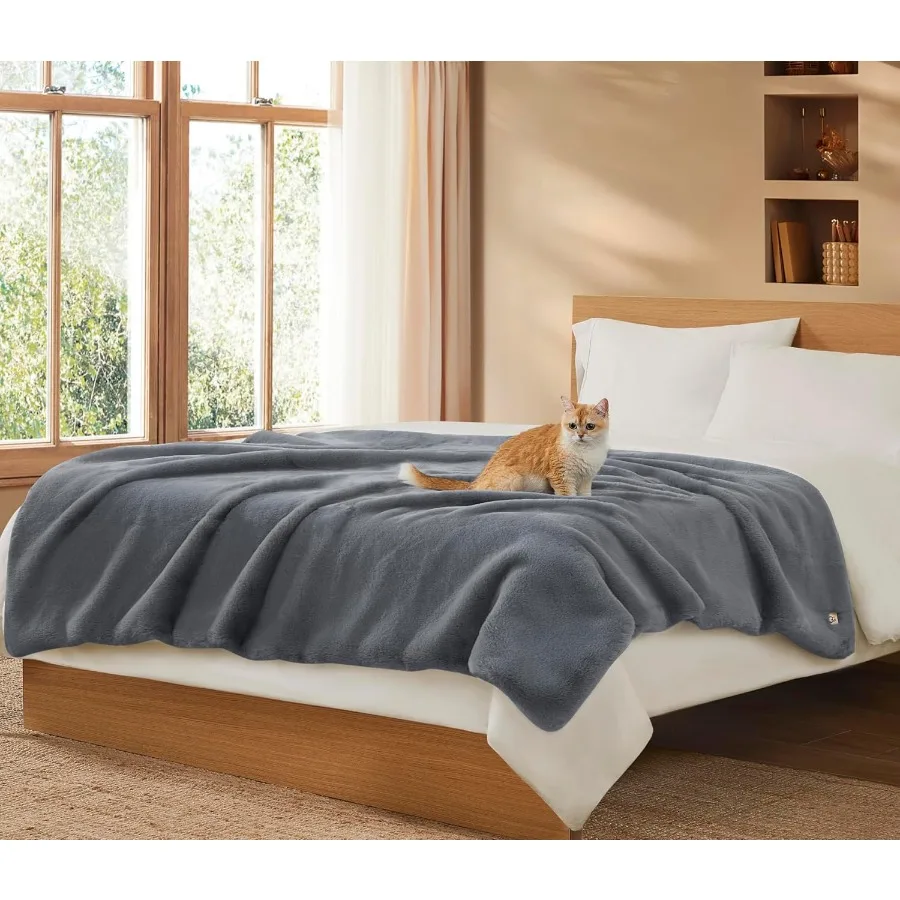 Euphoria Plush Faux Fur Throw Blanket Medium Weight Reversible Luxury Soft Throw for Couch Bed or Chair Hypoallergenic Machine