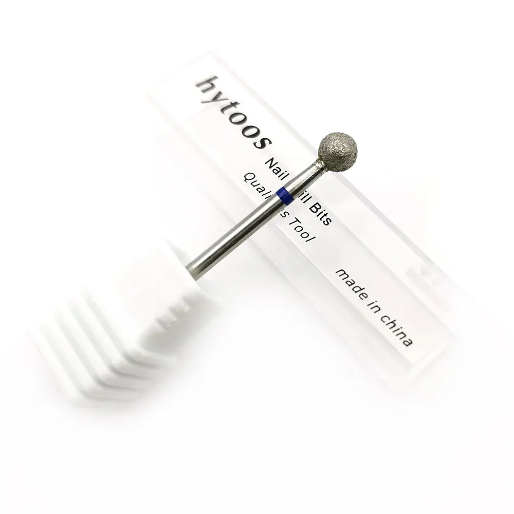 Ball Nail Drill Bits 5.0mm Fine Diamond Cuticle Burr Russian Mills Electric Manicure Drill Nails Accessories Tool HYTOOS