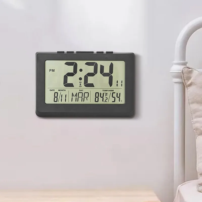 

Digital Electronic Wall Clock Bedroom Alarm Clocks Bedside Clock Desktop Humidity Temperature Calendar Snooze Table Watch Home