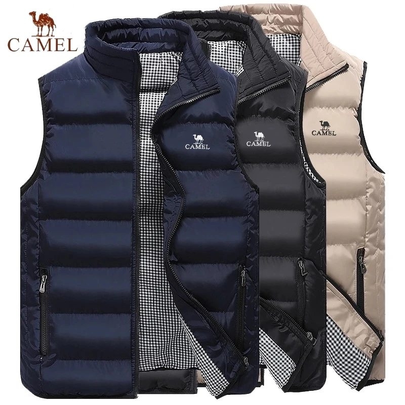 Embroidered CAMEL High-end Cotton Vest Jacket, Men's Autumn and Winter Hot Selling Fashion Casual Comfortable Sleeveless Jacket jumpsuit autumn new fashionable hot selling women s elegant v neck pleated knot sleeveless high waist wide leg jumpsuit daily
