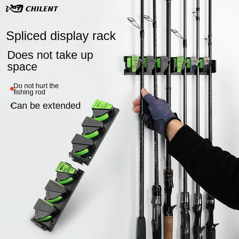LINNHUE Wall Mounted 3M Adhesive Fishing Rod Holders Vertical Fishing Rod Display Rack 3-hole Can Splicing