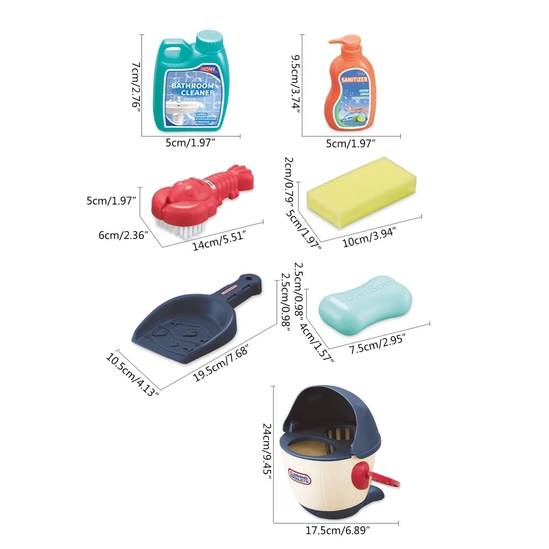 Kids Cleaning Set Toys Toddler Broom Baby Mop Dustpan Playset Pretend Play House Cleaning Kit Brush Soap Bathroom Clean 4
