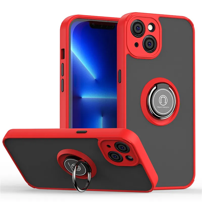 thumbnail image 1 of Magnetic Ring Covers for iPhone 15 13 12 11 14 Pro Max XS X XR Shockproof Matte Cases for iPhone 15 14 Plus 12 13 Mini SE Funda, 1 of 5