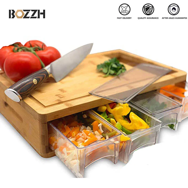 

BOZZH Bamboo Cheese Board Bread Pizza Tray Multifunction Charcuterie Board Kitchen Cooking Tools Dinner Plate