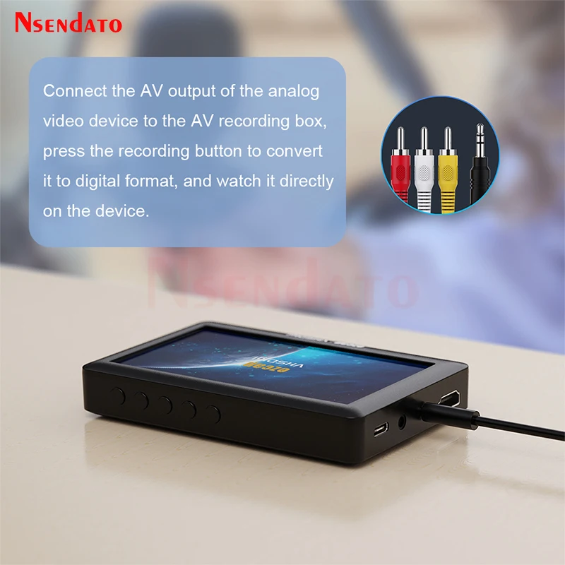 Ezcap180 AV Recorder Video Audio Capture Box Analog to Digital Converter For Hi8 VHS VCR's Camcorder DVD TF Card U Disk 4.3 Inch