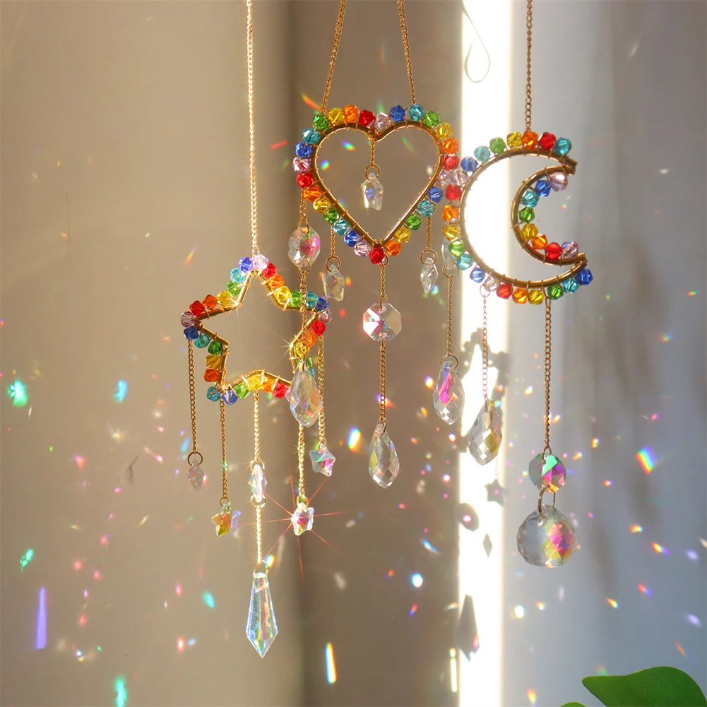 Colorful Beads Crystal Light Collection Pendant Window Accessories Crystal Pendant Crystal Wind Chimes Outdoor Garden Decoration
