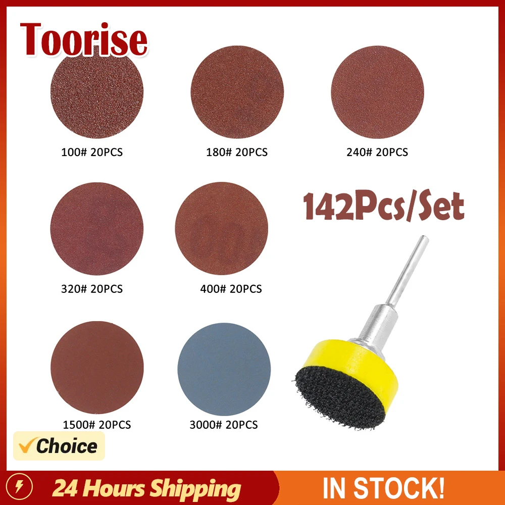 

142pcs/Set 1 inch Sanding Discs Surface Conditioning Disc 100/180/240/320/400/1500/3000 Grain Disc Pads Burr Finish Rust Paint