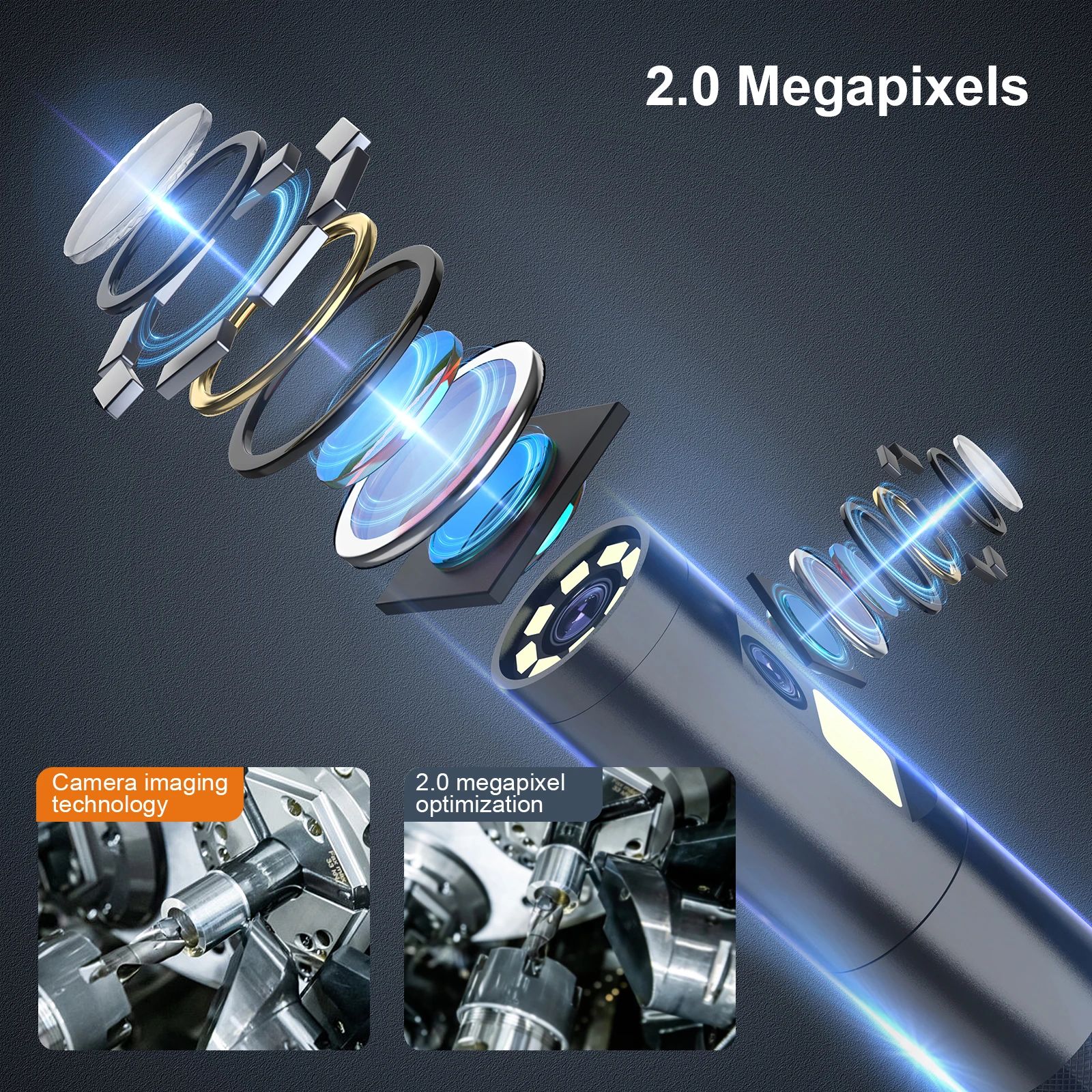360 ° 회전 듀얼 렌즈 내시경, 3.9mm 5 인치 IPS 내시경 검사 카메라, 자동차 기계 산업용 내시경