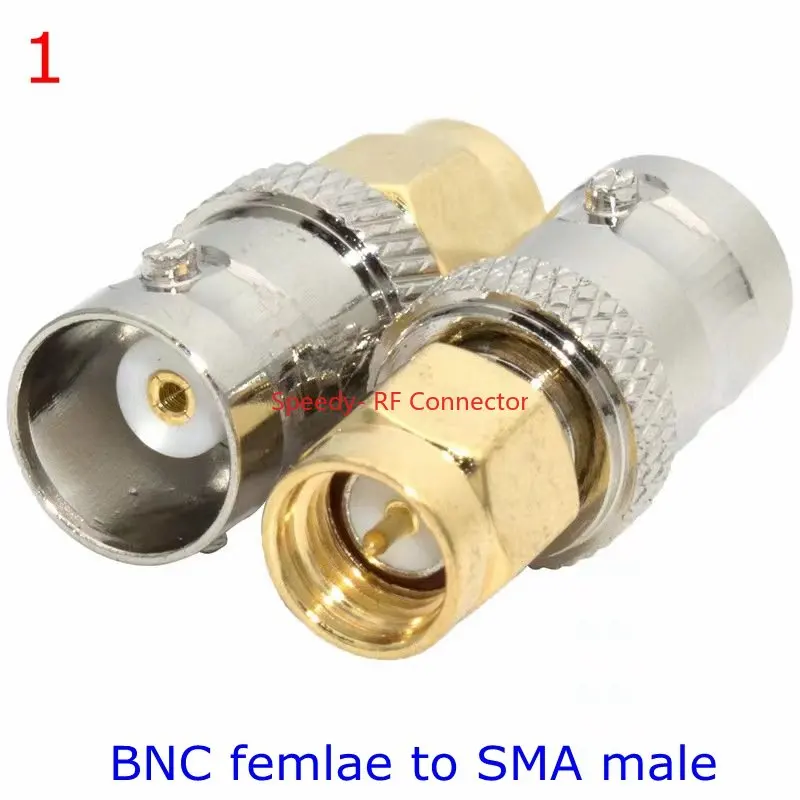 2PCS Q9 BNC To SMA Male Female Disc Straight Connector BNC To SMA Disc for Motorola Walkie-talkie Adapter Coax RF Brass Copper