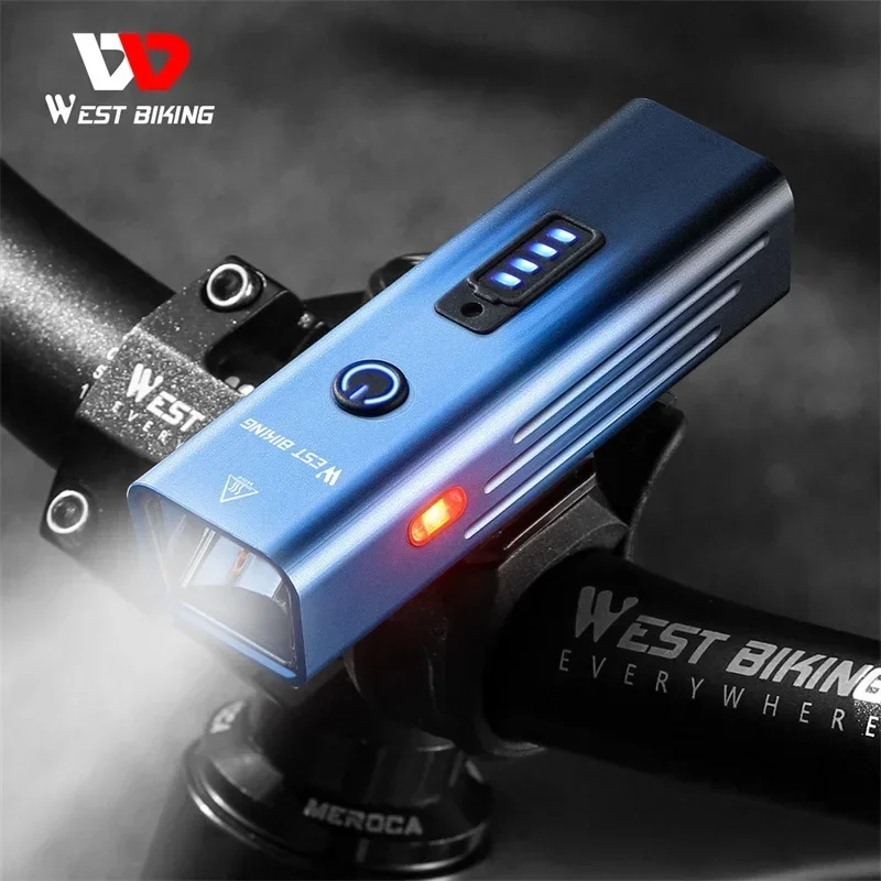 

WEST BIKING Colorful Bicycle Headlights Light Sensing Cycling Side Warning Flashlights Battery Indicator USB Bike Front Lights