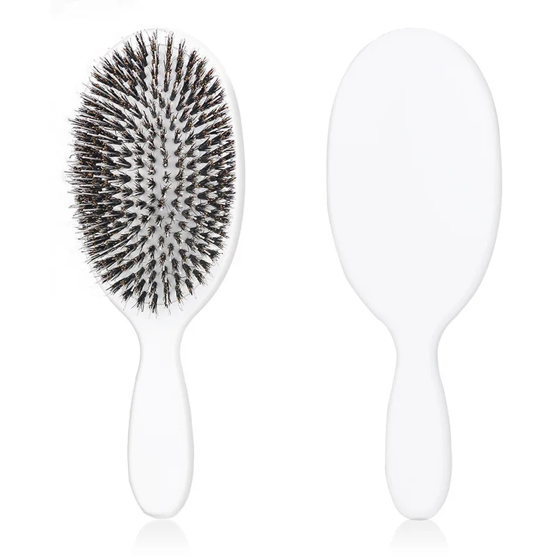 Natural Boar Bristle Massage Hair Brush and Detangler for Smooth and Healthy Hair