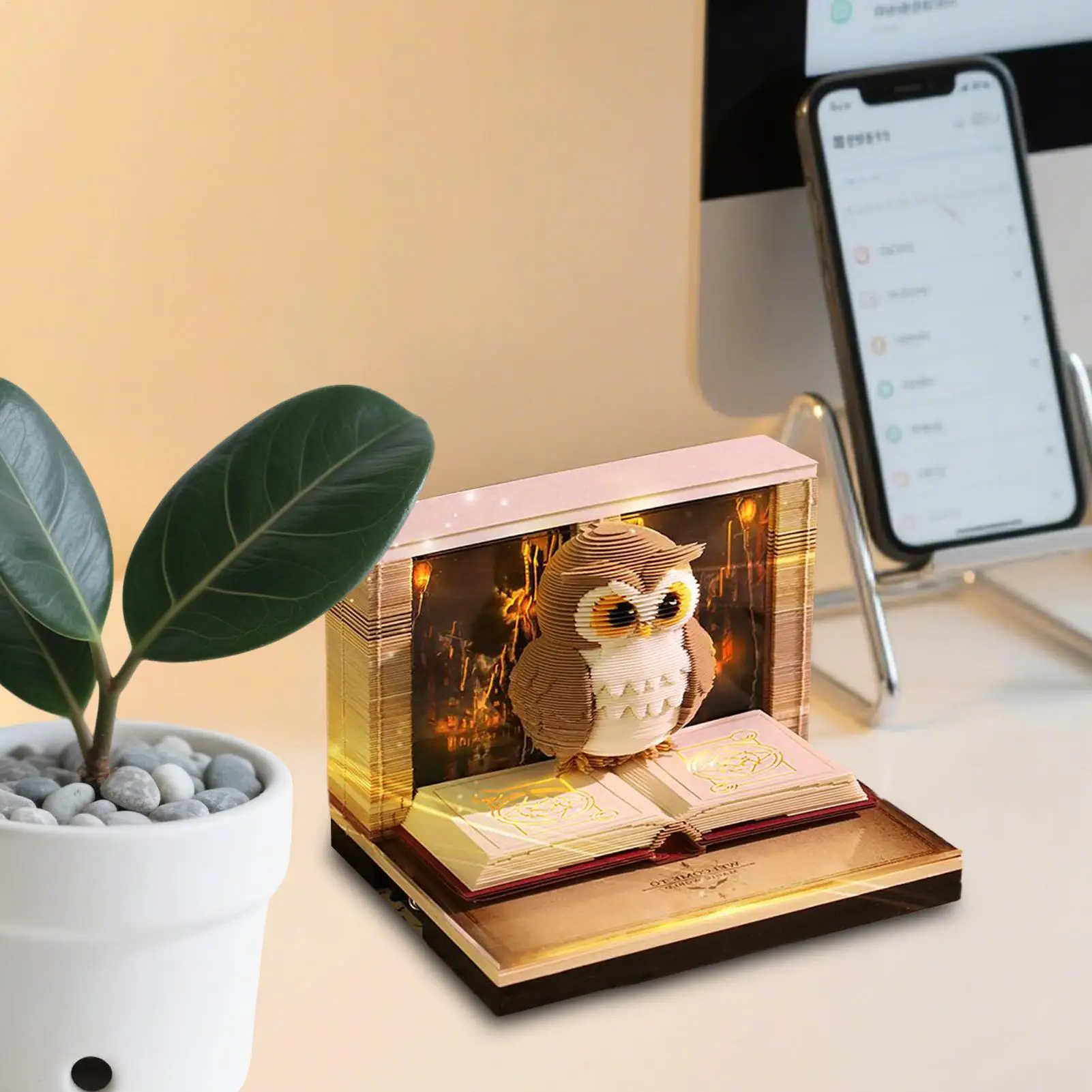 3D Calendar Memo Pad 2026 3D Tear-Away Paper Carving Art Memo Pad Notepad Owl-Shaped Tear Away Carving Time Piece Notepad