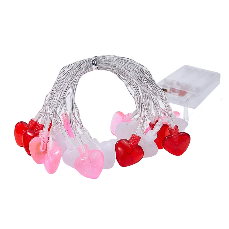 

10/20 Leds LED Love Heart String Lights Pin White Valentine Day Wedding Birthday Party Home Decoration Fairy Tale Garland Lights