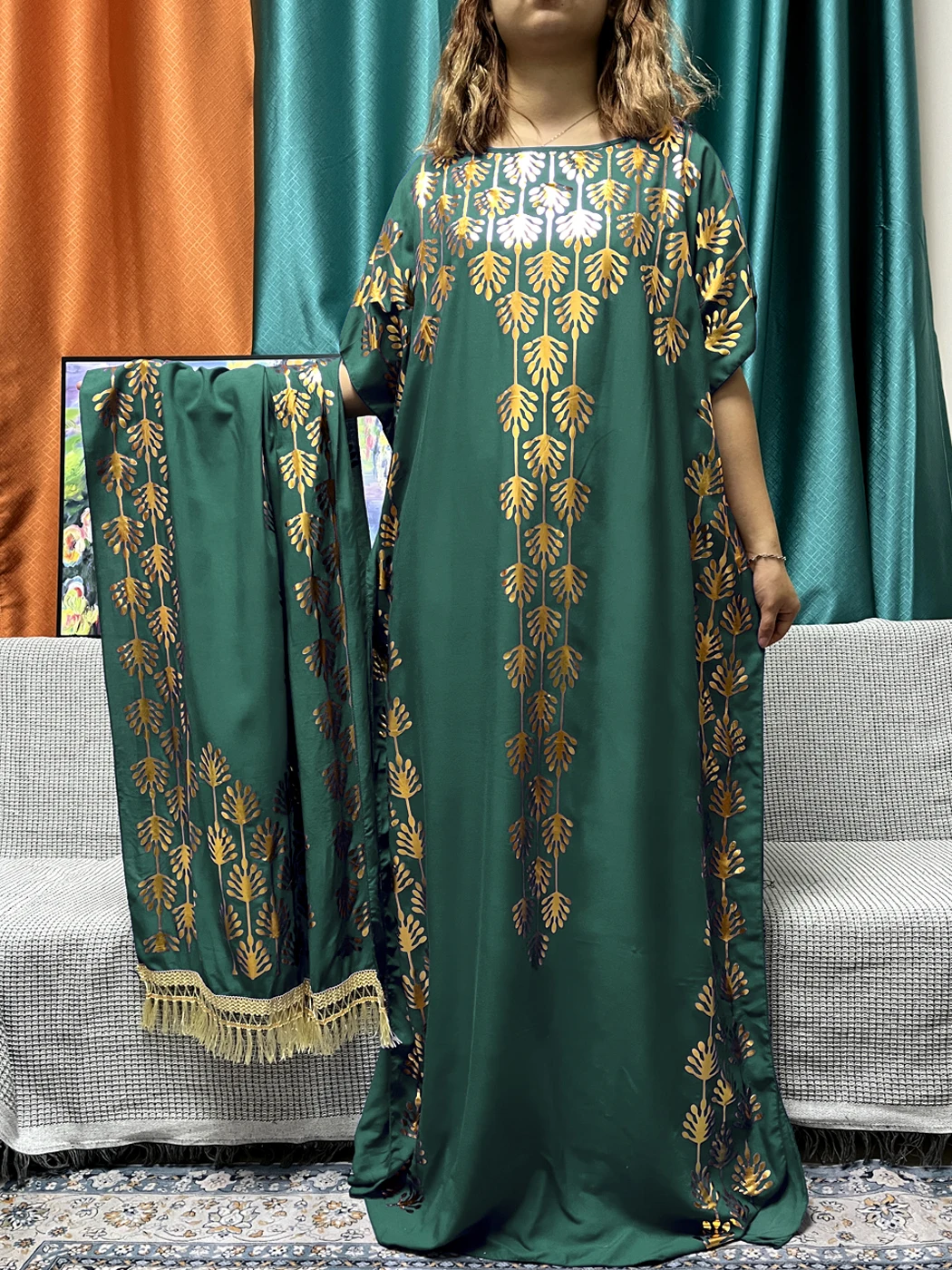 Muslim Abayas For Women Appliques Pure Color Loose Femme Robe Prayer Garment African Nigeria Dresses With 160x80cm Shawl Scarf