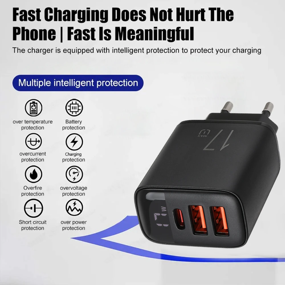17W USB C Quick Charge PD QC 3.0 Type C Fast Charging For iPhone Samsung Xiaomi redmi Wall Mobile Phone Charger