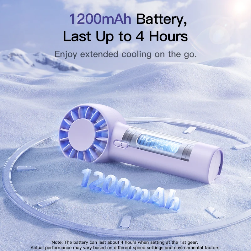 Baseus GoTrip DT1 Mini-Turbinenventilator, tragbar, 3 Geschwindigkeitsstufen, 1200 mAh Akku, wiederaufladbar, für Schreibtisch, Outdoor-Camping_voghion.com