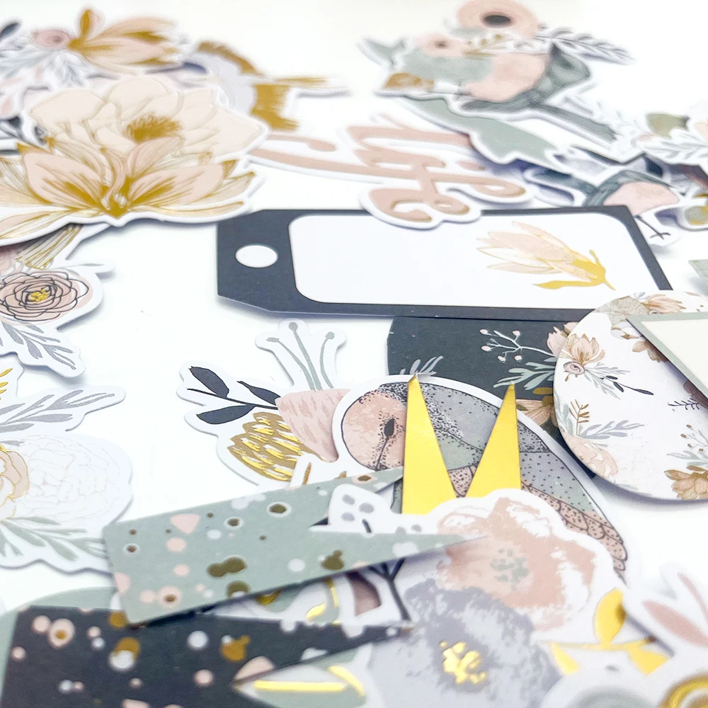 Paper Stickers Decorative Labels Stickers 118pc Creative Path Paper Die Cuts Ephemera Shapes Embellishments Foil Craft Material Scrapbooking Cardmaking Journal Decoration