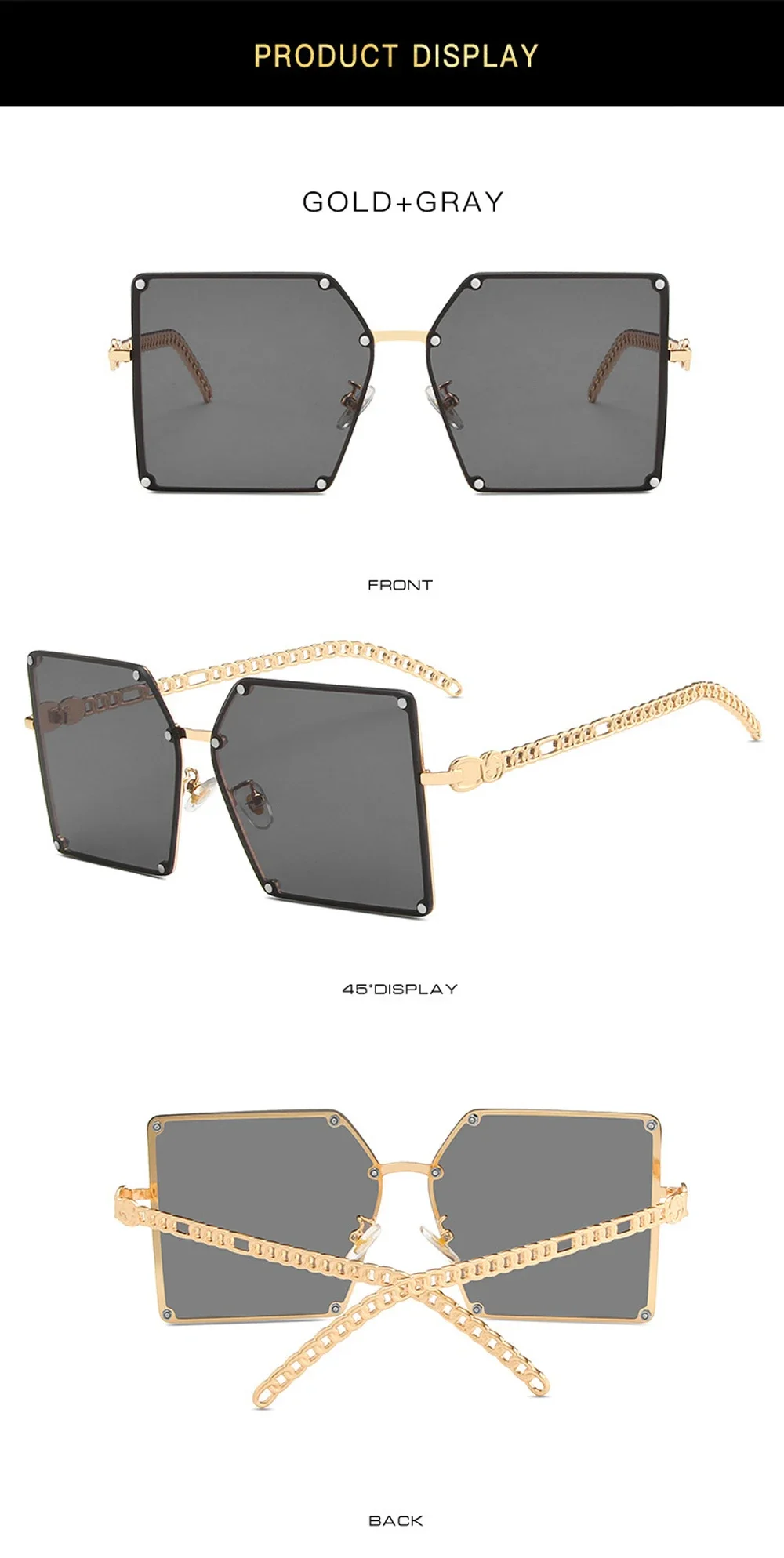 Schicke übergroße quadratische Perlens onnen brille für Damen-Designer-Sonnenbrillen mit luxuriösem Stil – Detail 14