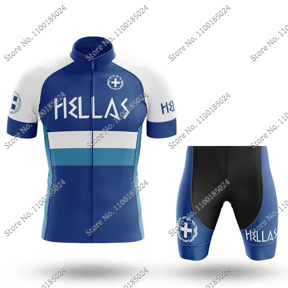 Hellas National Team Cycling Jersey Set Greece Cycling Clothing Road bike Shirt Suit bicycle bib Shorts MTB Wear Maillot Culotte