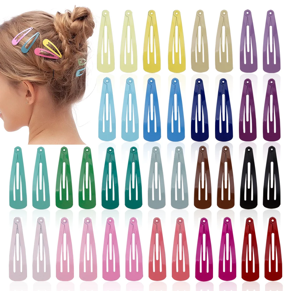 

40Pcs Cute Hairpins Girl Women's Hair Barrettes Waterdrop Shape Snap Hair Clips Pins Metal Colorful Hairgrips Hair Accessories