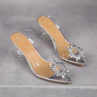 Luxury Women Pumps 2020 Transparent High Heels Sexy Pointed Toe Slip-on Wedding Party Brand Fashion Shoes For Lady PVC 2