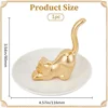 Cats Posture Ring Holder Golden Kitty Tail Dish Jewelry Tray Ring Round Dishes Trinket Tray Ceramic Jewelry Storage Home Durable 6