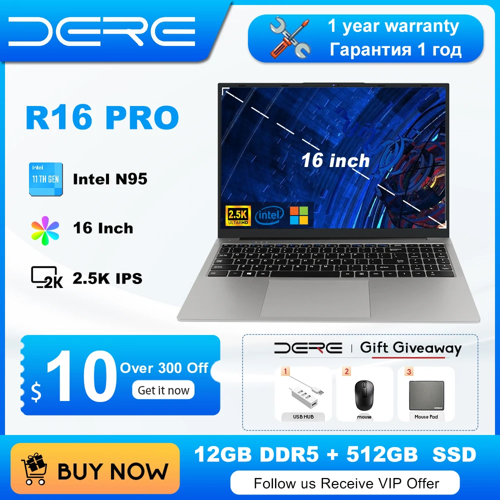 Laptop DERE R16 Pro 16 "2.5K IPS Ultra HD 12th