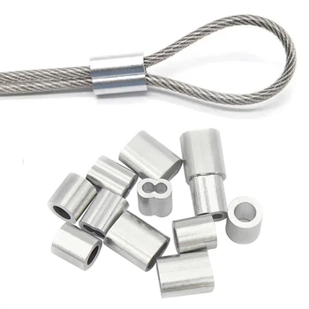 20-100PCS Sleeve Aluminum Cable M1-M6 Double Hole Cable Clamp Plug Crimping Rope Hardware Accessories Use to Steel Wire Rope