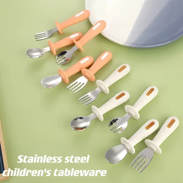 Kids Silverware with Silicone Handle Childrens Safe Flatware Toddler Utensils  Baby Spoons and Forks Set Stainless Steel Cutlery - AliExpress