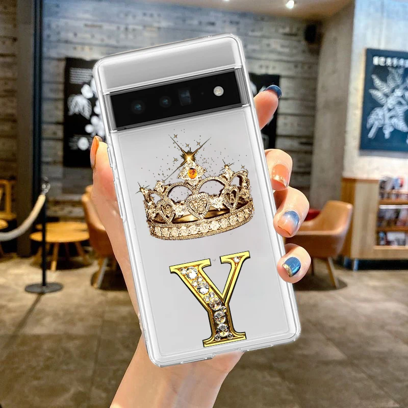 Elegant Diamond Crown Letter Soft TPU Phone Case Cover