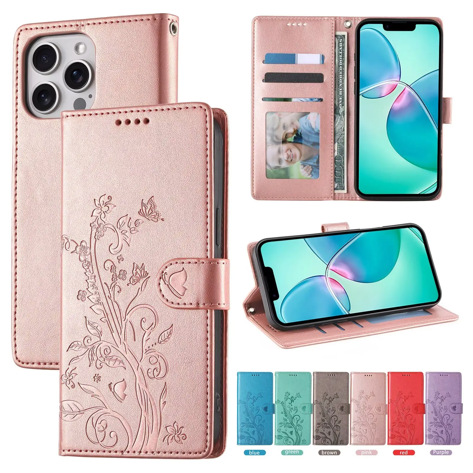 Luxury Flip Leather Wallet Phone Case with Card Slot - Elegant Purse Cover Coque