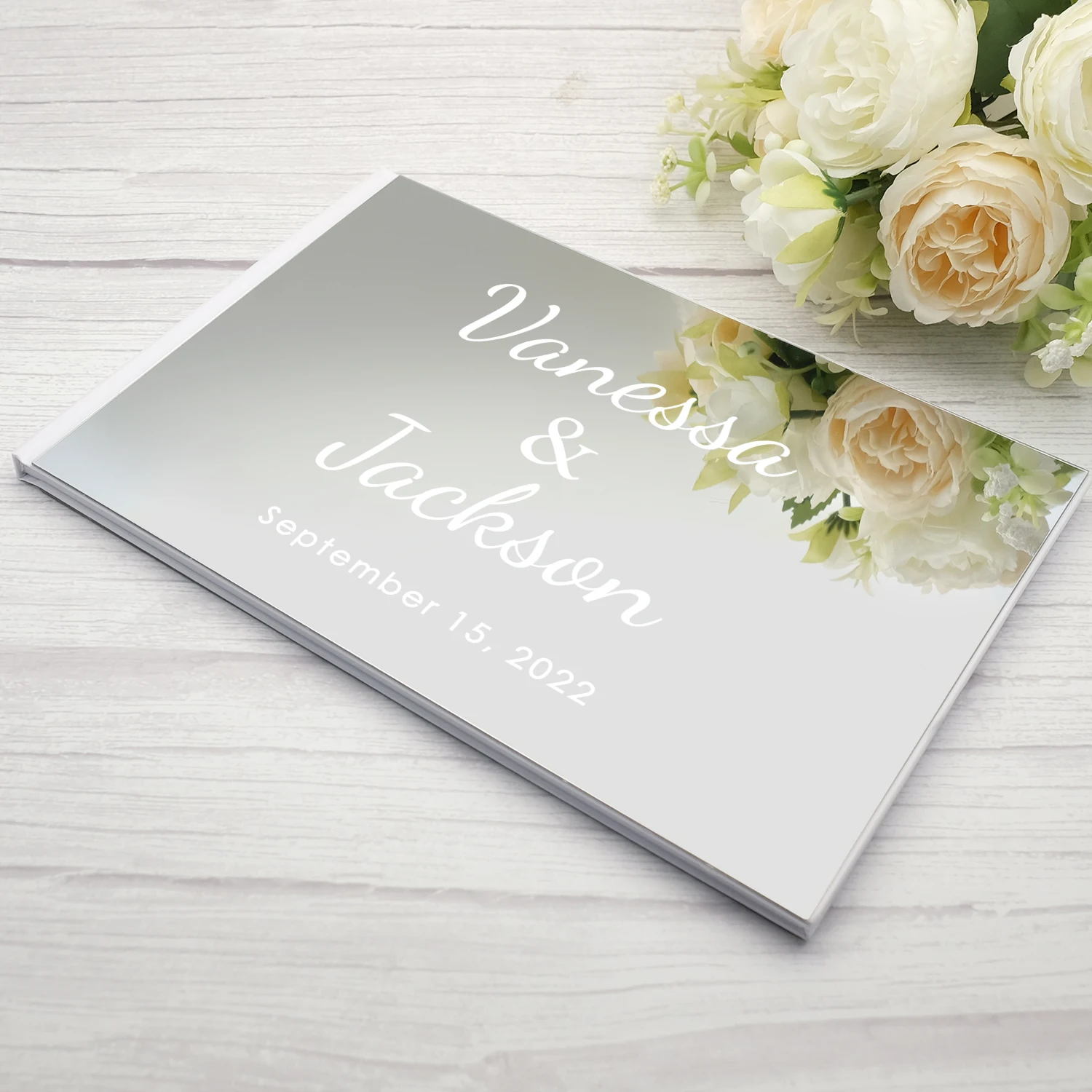 Personalized Wedding Signature Guestbook Acrylic Mirror Reception Book Engagement Rings Design Scrapbook Party Favors