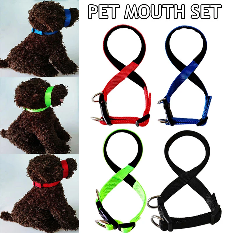 Training Durable Dog Muzzle Adjustable Comfortable Anti-bite Muzzle Cross Dog Head Ring Solid Color Anti-barking dog muzzle