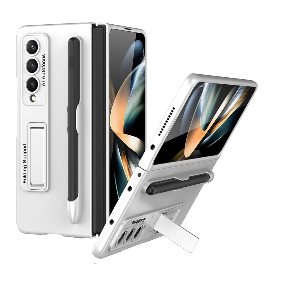 

For Samsung Galaxy Z Fold4 Phone Case Ultra-Thin Bracket Pen Slot Anti-Drop Male and Female Couple Phone Protection Cover
