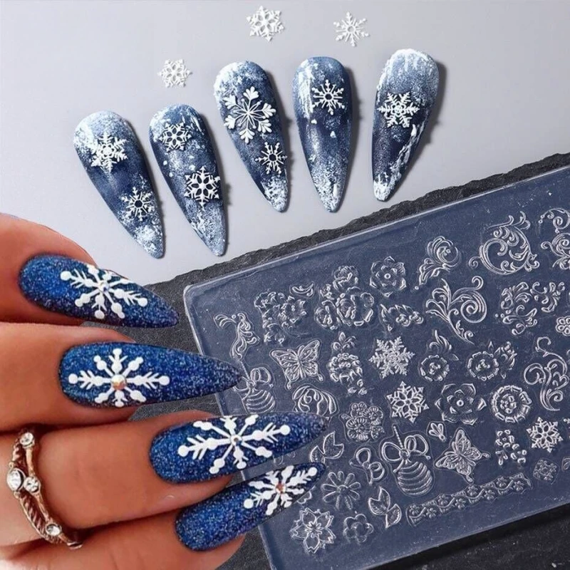 1Pc3D 실리콘 프레스 금형 DIY 파티 네일 아트 재사용 가능한 카와이 스노..