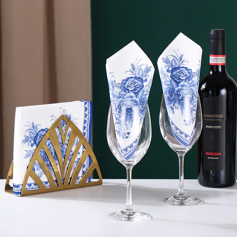 33*33cm 2-Ply New Chinese Colourful Napkins Blue Printed Paper Napkins Wedding Paper Butterfly Bone Bart 10/20pcs/Pac paper napkins