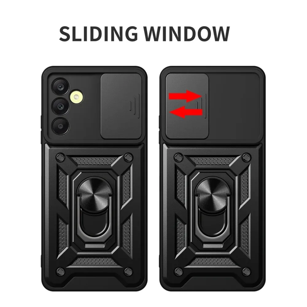 Shockproof Armor Case for Samsung Galaxy M35 A55 M55 M15 A15 A35 A05S A54 A25 A34 A24 A14 Ring Holder Slide Lens Protect Cover 6